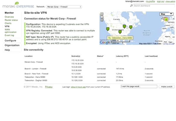 Cisco Meraki UI for configuring monitoring and alerts